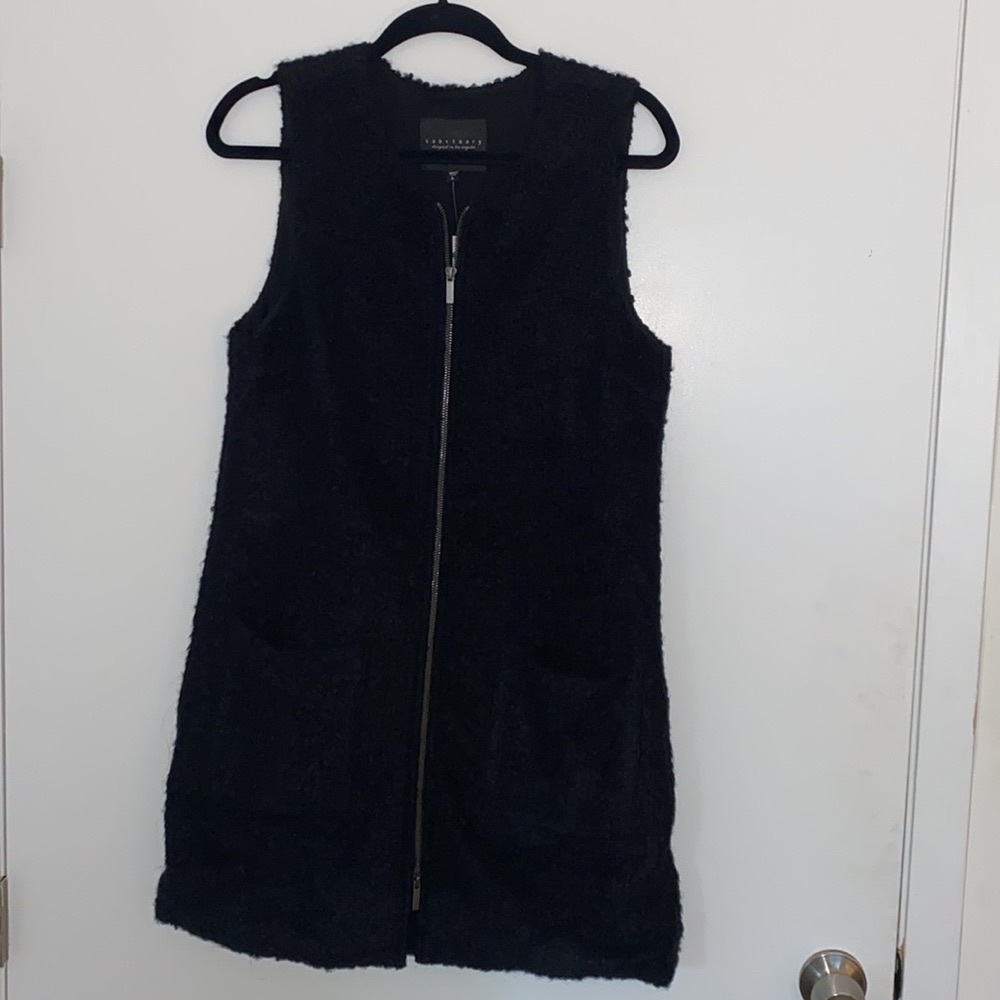 Sanctuary black long tweed zip up vest
